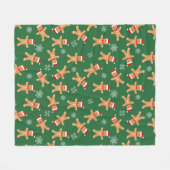 Kerst Kerstmannen van Peperkoek op Groen Fleece Deken (Voorkant (Horizontaal))