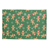 Kerst Kerstmannen van Peperkoek op Groen Kussensloop (Achterkant)