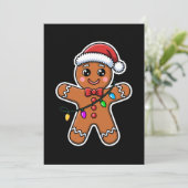 Kerst Kerstmannetje Kerstmuts Lichtjes Xmas Kaart (Staand voorkant)
