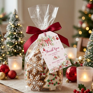 Kerst Kerstmis Baby Shower Met Strikje Bedankt Cadeaulabel