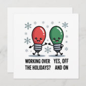 Kerst Kerstmis Grappige Grap Overwerken Tijdens De Feestdagenkaart (Voorkant / Achterkant)