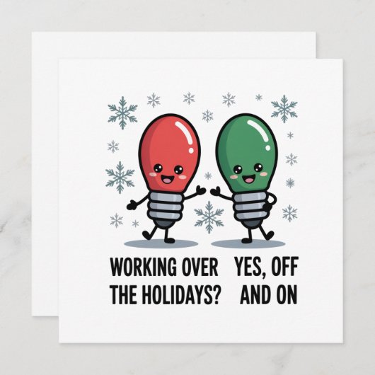 Kerst Kerstmis Grappige Grap Overwerken Tijdens De Feestdagenkaart (Voorkant / Achterkant)