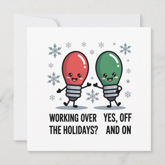 Kerst Kerstmis Grappige Grap Overwerken Tijdens De Feestdagenkaart (Voorkant)