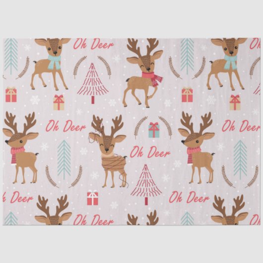 Kerst Kerstmis Herten Serie Design 2 Tissuepapier (Voorkant)