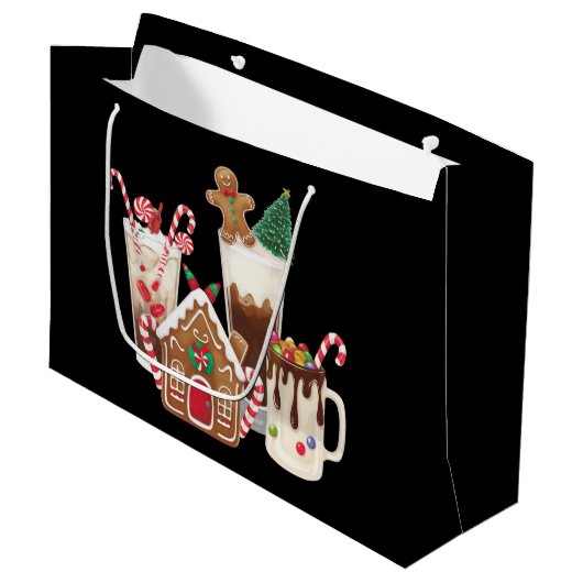 Kerst Kerstmis Koffie Liefhebber Geschenk Kerstdag Groot Cadeauzakje (Voorkant Gekanteld)