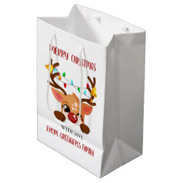 Kerst Kerstmis Schattig Knipogend Rendier dat naar Medium Cadeauzakje