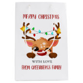 Kerst Kerstmis Schattig Knipogend Rendier dat naar Medium Cadeauzakje (Voorkant)