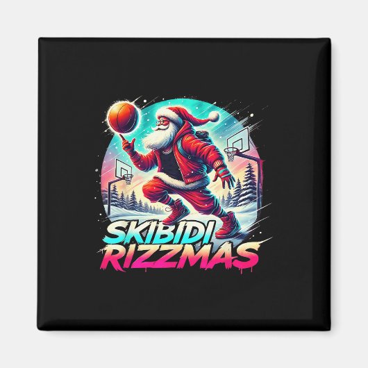 Kerst Kerstmis Skibidi Rizzmas Santa Basketball Du Magneet (Voorkant)