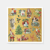 Kerst Kerstmis Vintage Retro Gouden Servetten (Voorkant)