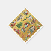 Kerst Kerstmis Vintage Retro Gouden Servetten (Hoek)