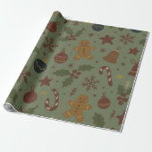 Kerst kerstpapier van gemberkoek cadeaupapier (Uitgerold)