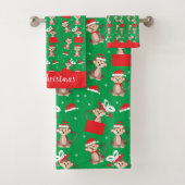Kerst-kerstpatroonkerstfeest Santa Hat Red Green Bad Handdoek (Insitu)