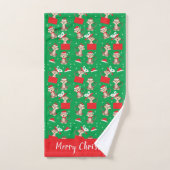 Kerst-kerstpatroonkerstfeest Santa Hat Red Green Bad Handdoek (Handdoek)