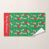 Kerst-kerstpatroonkerstfeest Santa Hat Red Green Bad Handdoek (Handdoek)