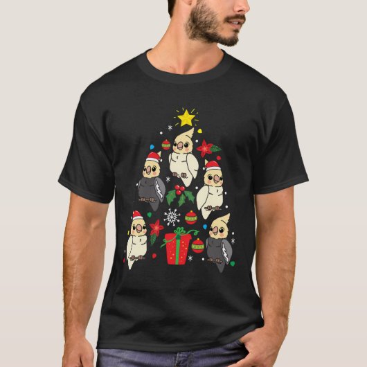 Kerst-kerstsierboom met Cockatiel T-shirt (Voorkant)