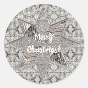 Kerst-kerstster Elegant Faux Silver Foil Ronde Sticker