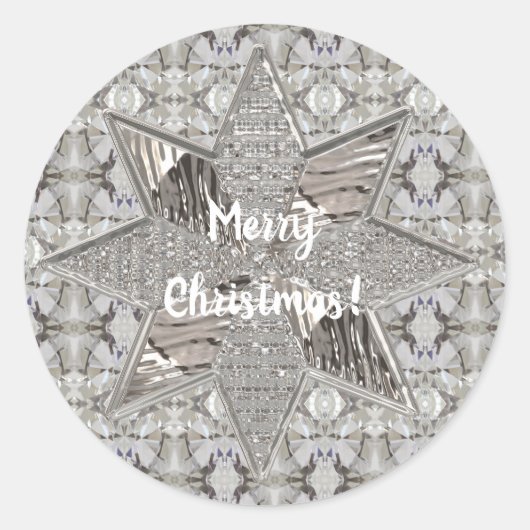 Kerst-kerstster Elegant Faux Silver Foil Ronde Sticker (Voorkant)