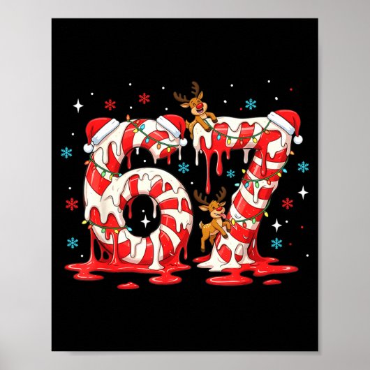 Kerst Kerststok 67 Meme Zes Zeven Grappige Jongens Poster (Voorkant)