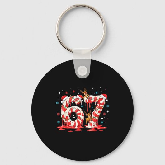 Kerst Kerststok 67 Meme Zes Zeven Grappige Jongens Sleutelhanger (Voorkant)
