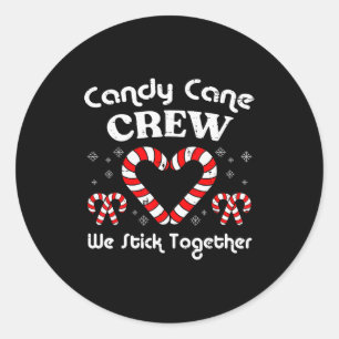 Kerst Kerststok Bemanning Houdt Elkaar Vast Xmas V Ronde Sticker