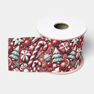 Kerst Kerststok Boom Cadeaus Rood Grosgrain Lint
