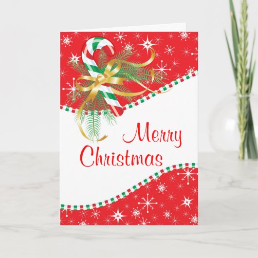 Kerst Kerststok Feestdagen Kaart (Voorkant)