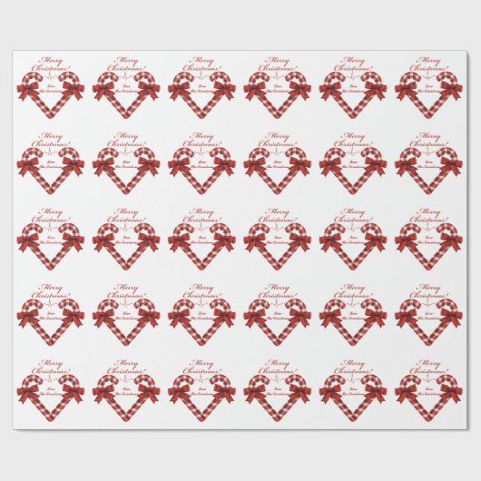 Kerst Kerststok Hart Ekg Strip Maatwerk Cadeaupapier (Vlak)