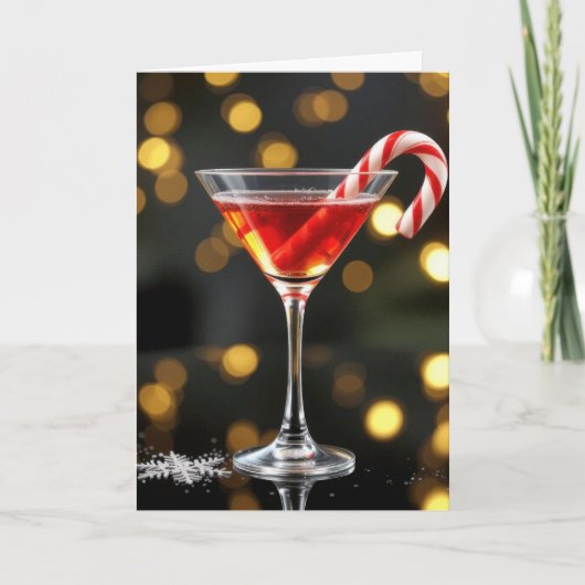 Kerst Kerststok in een Cocktail Kaart (Voorkant)