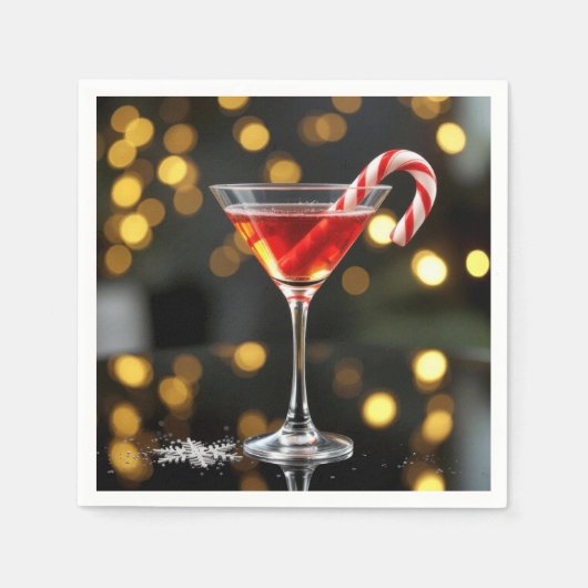 Kerst Kerststok in een Cocktail Servet (Voorkant)