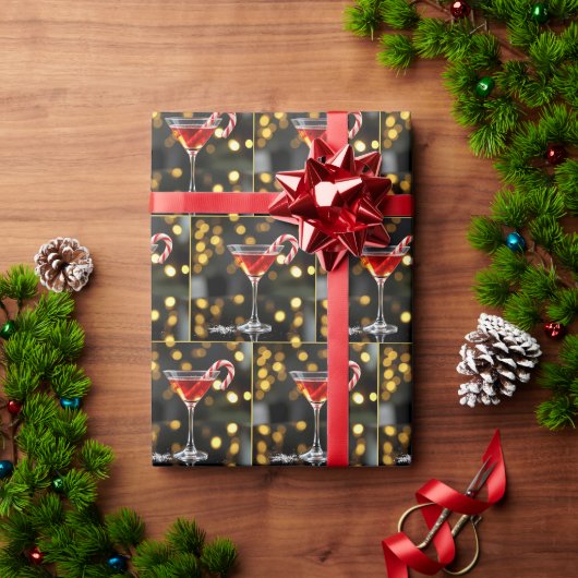 Kerst Kerststok in een Rode Cocktail Cadeaupapier (Feestdagen Geschenken)