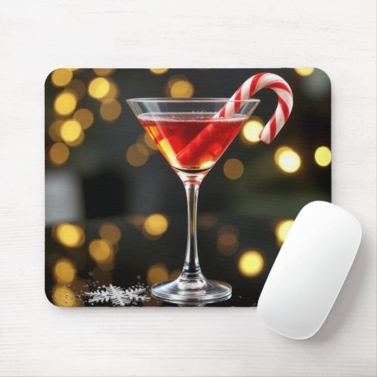 Kerst Kerststok in een Rode Cocktail Muismat (Met muis)