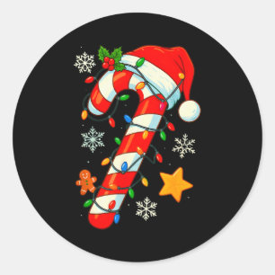 Kerst Kerststok Kerstmannenhoed Kerst Kinderen Peu Ronde Sticker