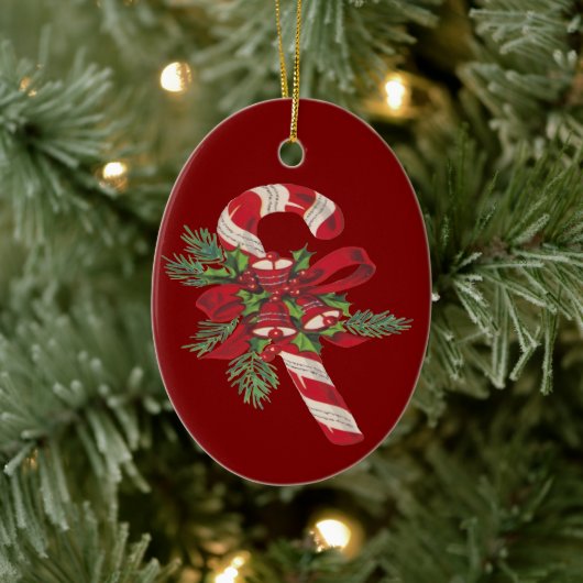 Kerst Kerststok Met Sierlint Keramisch Ornament (Boom)