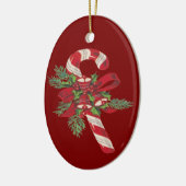 Kerst Kerststok Met Sierlint Keramisch Ornament (Links)