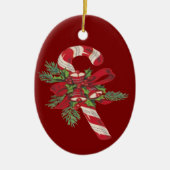 Kerst Kerststok Met Sierlint Keramisch Ornament (Voorkant)