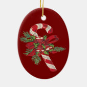 Kerst Kerststok Met Sierlint Keramisch Ornament (Achterkant)
