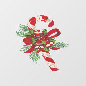 Kerst Kerststok Met Sierlint Raamsticker (Vel)