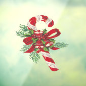 Kerst Kerststok Met Sierlint Raamsticker (Vel 3)