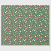 Kerst Kerststok met Stippen Groen Cadeaupapier (Vlak)