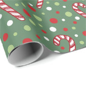Kerst Kerststok met Stippen Groen Cadeaupapier (Rol Hoek)