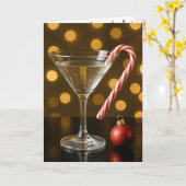 Kerst Kerststok Op Een Martini Glas Kaart (Gele Bloem)