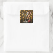 Kerst Kerststok Op Een Martini Glas Vierkante Sticker (Tas)