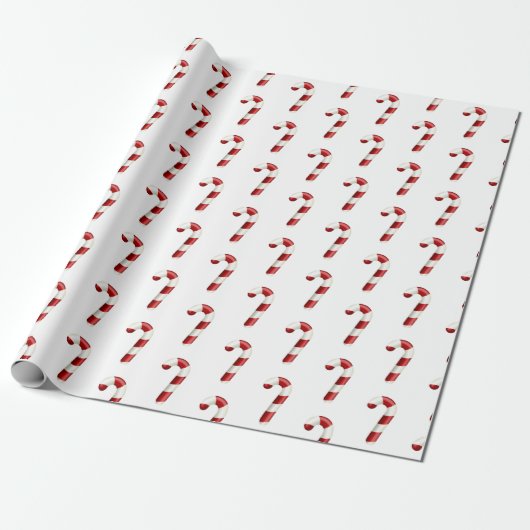 Kerst Kerststok Patroon Cadeaupapier (Uitgerold)