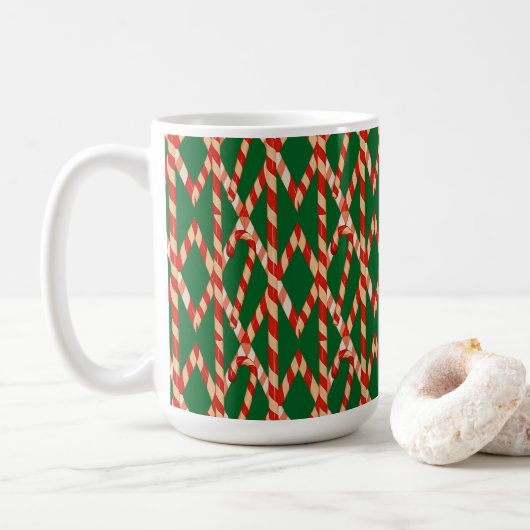 Kerst Kerststok Rood Wit Vectorontwerp Koffiemok (Met donut)