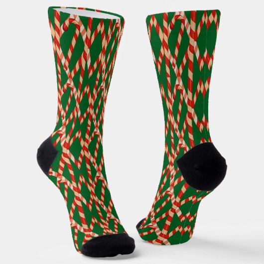 Kerst Kerststok Rood Wit Vectorontwerp Sokken (Gebogen)
