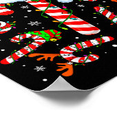 Kerst Kerststok Santa Hoed Rendier Grappig Kerstmi Poster (Hoek)