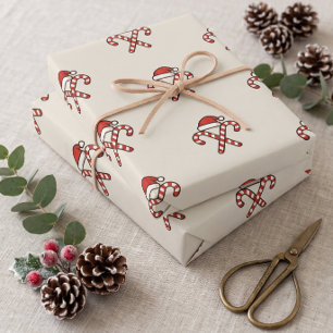 Kerst Kerststok Santa Inpakpapier Vel