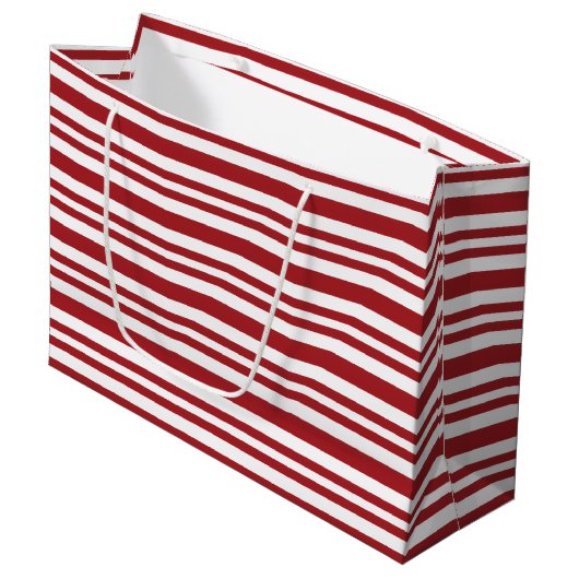 Kerst Kerststok Strepen Groot Cadeauzakje (Voorkant Gekanteld)