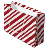 Kerst Kerststok Strepen Groot Cadeauzakje (Voorkant Gekanteld)