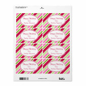 Kerst Kerststok Strepen Labels (Full Sheet)